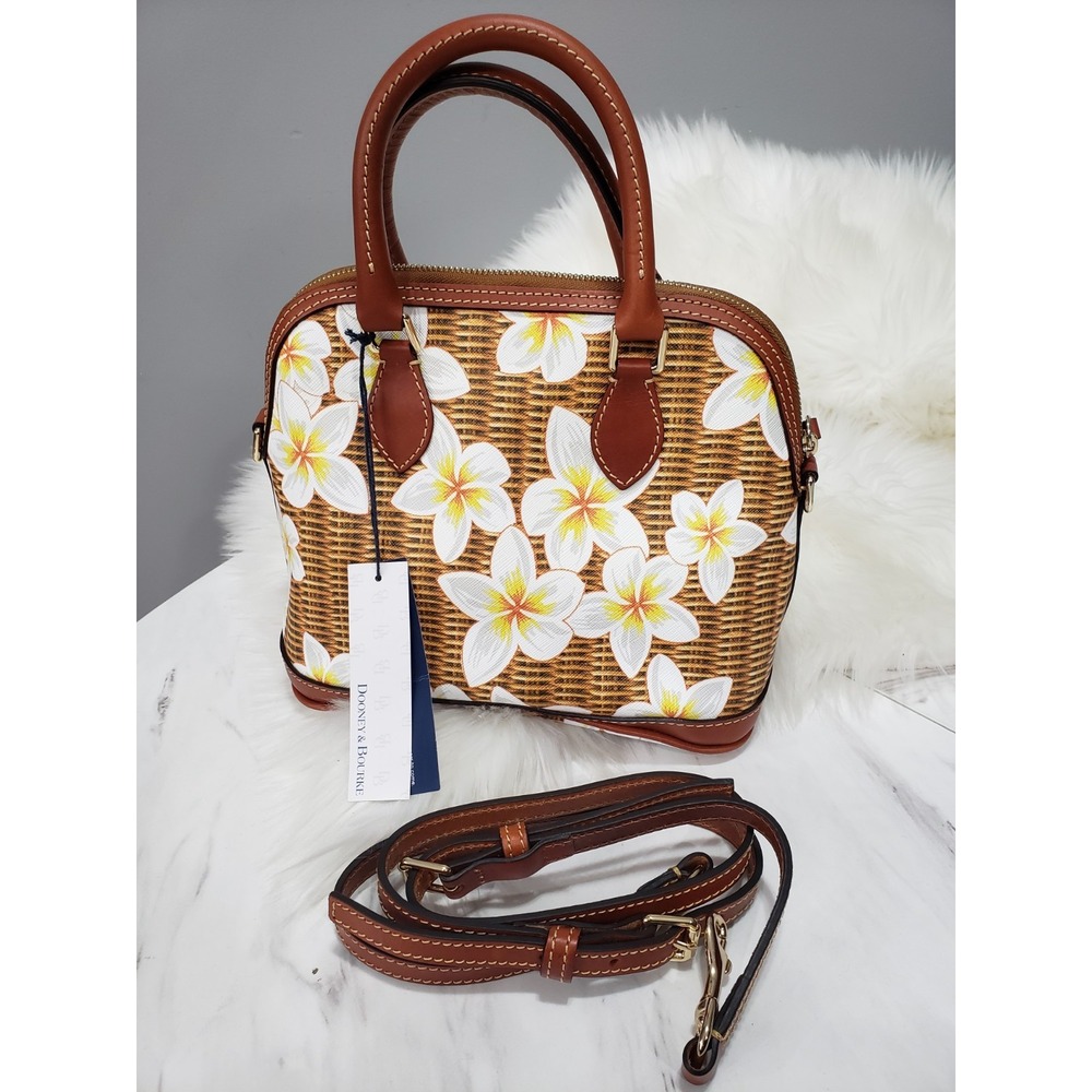 NEW Dooney Bourke Plumeria Domed Zip Satchel Bag in Floral Flair Purse Spring